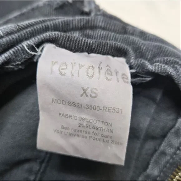 RETROFETE‎ black denim puff sleeve Kiara utility jumpsuit XS